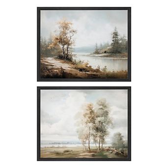 Belle Maison 2 pc Landscape Wall Art Under Glass Set