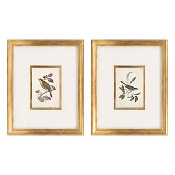 Belle Maison 2 pc Bird Wall Art Under Glass Set