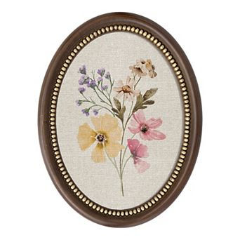 Belle Maison 9" x 13" Oval Floral Fabric Wall Art