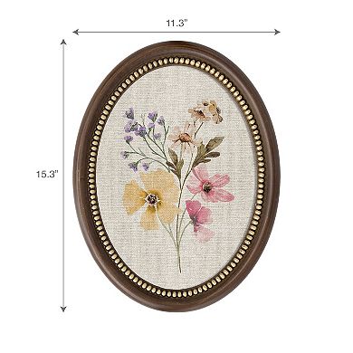 Belle Maison 9" x 13" Oval Floral Fabric Wall Art