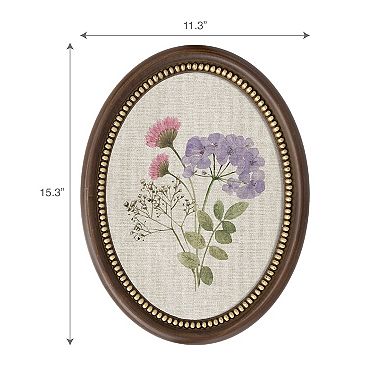 Belle Maison 9" x 13" Oval Floral Fabric Wall Art