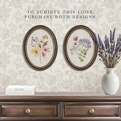 Belle Maison 9" x 13" Oval Floral Fabric Wall Art