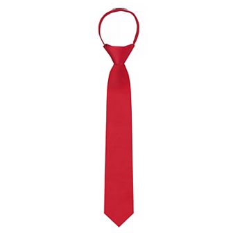 Kid's 14 inch Solid Zipper Tie
