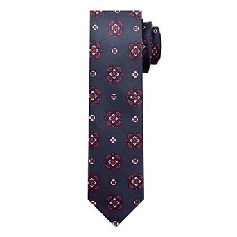 Jacob Alexander Men's Diamond Bloom Neck Tie - Navy Blue, 2.5" Slim Width