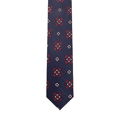 Jacob Alexander Men's Diamond Bloom Neck Tie - Navy Blue, 2.5" Slim Width