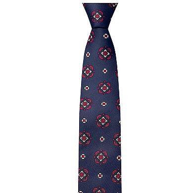 Jacob Alexander Men's Diamond Bloom Neck Tie - Navy Blue, 2.5" Slim Width