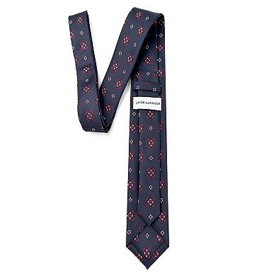 Jacob Alexander Men's Diamond Bloom Neck Tie - Navy Blue, 2.5" Slim Width