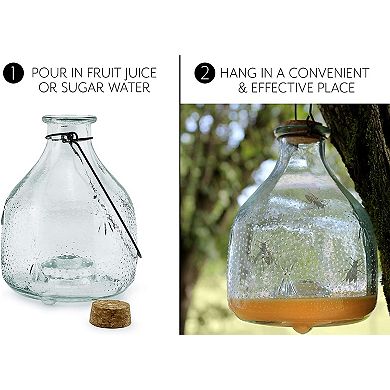 Glass Wasp Traps, 2pk; Hanging Insect Catchers for Garden or Patio Use