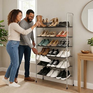 USTECH 10-Tier Expandable Shoe Rack, Adjustable Stackable Metal Shoe Organizer for Closet