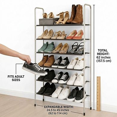 USTECH 10-Tier Expandable Shoe Rack, Adjustable Stackable Metal Shoe Organizer for Closet