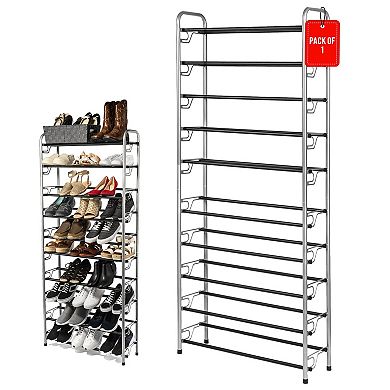USTECH 10-Tier Expandable Shoe Rack, Adjustable Stackable Metal Shoe Organizer for Closet