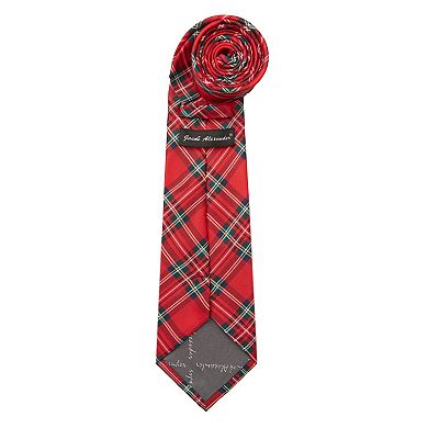 Jacob Alexander Men's Red Christmas Plaid Necktie Regular Length