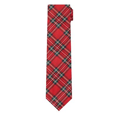 Jacob Alexander Men's Red Christmas Plaid Necktie Regular Length