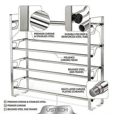 USTECH 4-Tier Shoe Rack, Large Capacity Metal Shoe Organizer for Closet, Entryway, or Bedroom