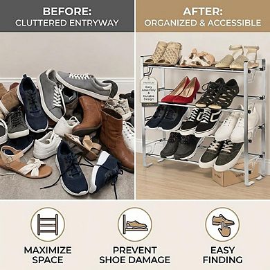 USTECH 4-Tier Shoe Rack, Large Capacity Metal Shoe Organizer for Closet, Entryway, or Bedroom