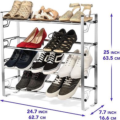 USTECH 4-Tier Shoe Rack, Large Capacity Metal Shoe Organizer for Closet, Entryway, or Bedroom