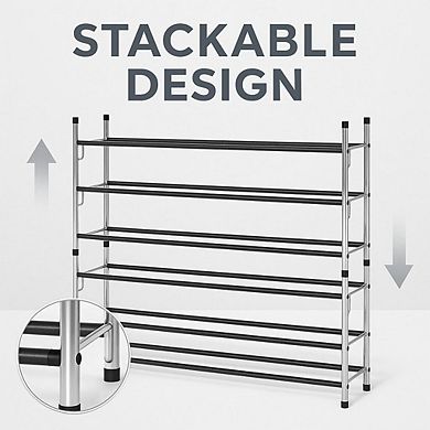 USTECH 3-Tier Expandable Shoe Rack, Sturdy Metal Shoe Organizer for Closet, Entryway, or Bedroom