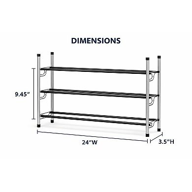 USTECH 3-Tier Expandable Shoe Rack, Sturdy Metal Shoe Organizer for Closet, Entryway, or Bedroom