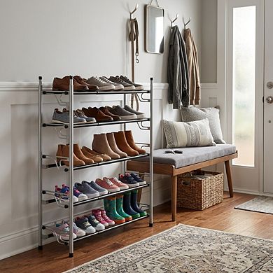 USTECH 5-Tier Expandable Shoe Rack, Sturdy Metal Shoe Organizer for Closet, Entryway, or Bedroom