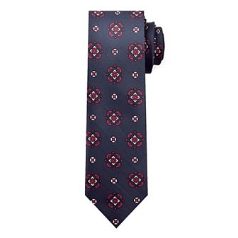 Jacob Alexander Men's Diamond Bloom Neck Tie - Navy Blue, Regular Length