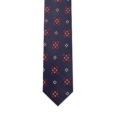 Jacob Alexander Men's Diamond Bloom Neck Tie - Navy Blue, Regular Length