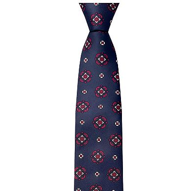 Jacob Alexander Men's Diamond Bloom Neck Tie - Navy Blue, Regular Length