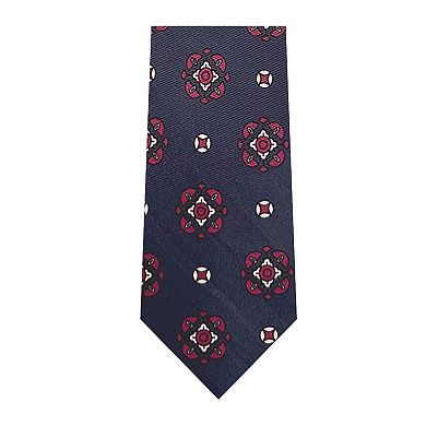 Jacob Alexander Men's Diamond Bloom Neck Tie - Navy Blue, Regular Length