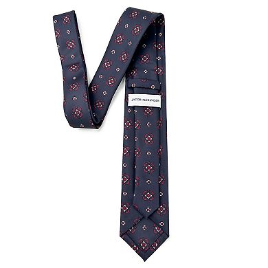 Jacob Alexander Men's Diamond Bloom Neck Tie - Navy Blue, Regular Length