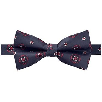 Jacob Alexander Men's Diamond Bloom Pre-Tied Adjustable Banded Bow Tie - Navy Blue