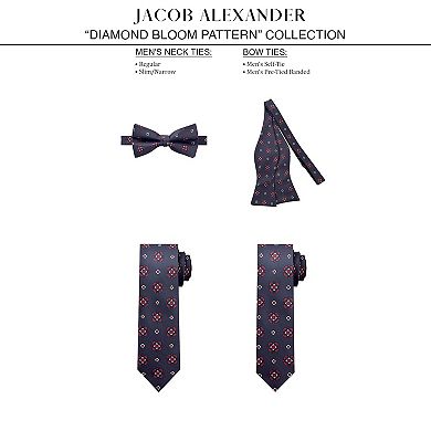 Jacob Alexander Men's Diamond Bloom Traditional Freestyle Self-Tie Bow Tie - Navy Blue