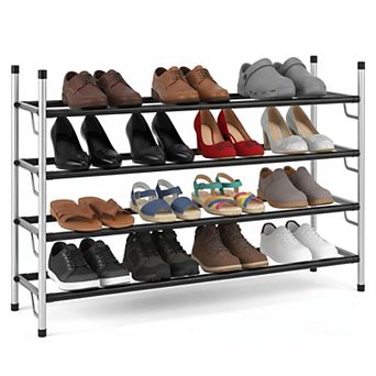 USTECH Expandable 4 tier Shoe Rack, Adjustable Stackable Metal Shoe Organizer Storage