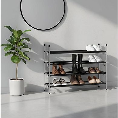 USTECH Expandable 4-Tier Shoe Rack, Adjustable Stackable Metal Shoe Organizer Storage