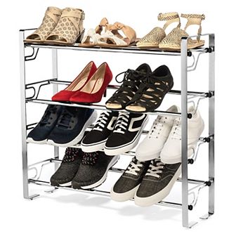USTECH 4 tier Expandable Shoe Rack, Adjustable Metal Shoe Organizer for Closet, Entryway, or Bedroom