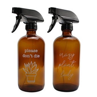 16oz Amber Spray Bottles, 2 pk Crazy Plant Lady Printed Misters