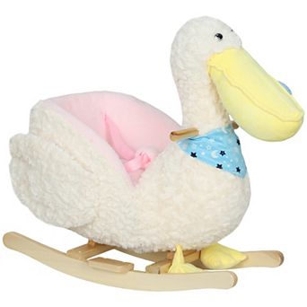 Qaba Pelican Baby Rocking Horse, Plush Stuffed Animal Rocker for Toddlers