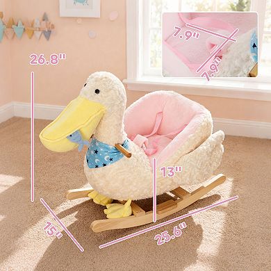 Qaba Pelican Baby Rocking Horse, Plush Stuffed Animal Rocker for Toddlers