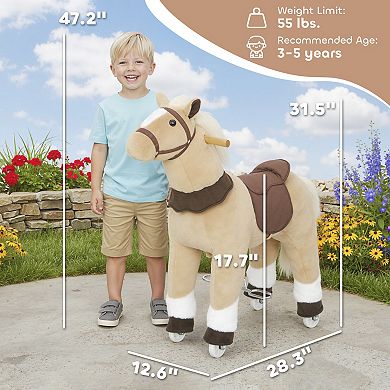 Qaba Ride on Horse for Kids 3-5 Years, 31.5 Inch Plush Riding Pony