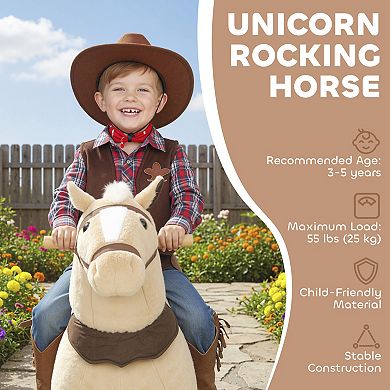 Qaba Ride on Horse for Kids 3-5 Years, 31.5 Inch Plush Riding Pony