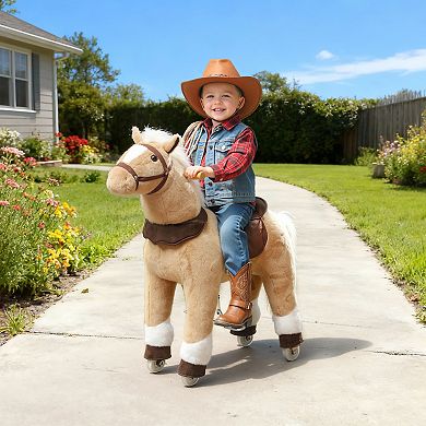 Qaba Ride on Horse for Kids 3-5 Years, 31.5 Inch Plush Riding Pony