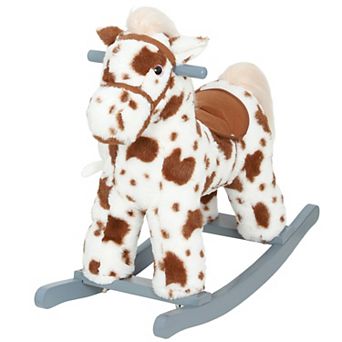 Qaba Rocking Horse, Horse Rocker with Rabbit Toy and Realistic Sound