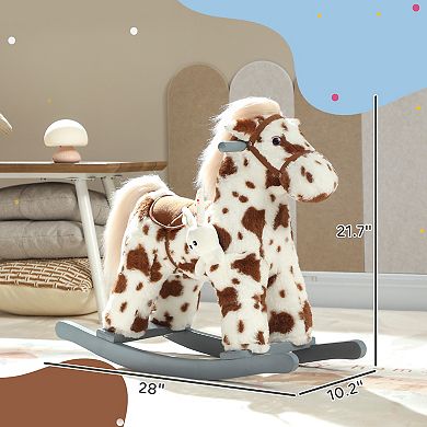 Qaba Rocking Horse, Horse Rocker with Rabbit Toy and Realistic Sound