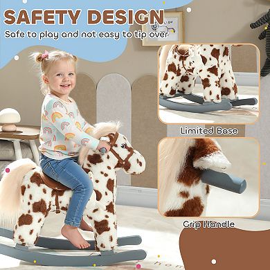Qaba Rocking Horse, Horse Rocker with Rabbit Toy and Realistic Sound