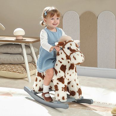 Qaba Rocking Horse, Horse Rocker with Rabbit Toy and Realistic Sound