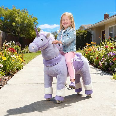 Qaba Ride on Unicorn Toy, Plush Baby Rocking Horse for Kids 4-7 Years