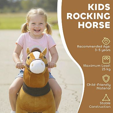 Qaba Ride on Horse for Ages 3-5, 29.5 Inch Plush Riding Pony, Dark