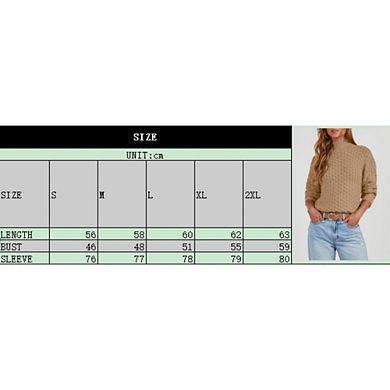 Womens Causal Chunky Knit Turtleneck Balloon Long Sleeve Sweaters Pullover Outerwear Work Tops