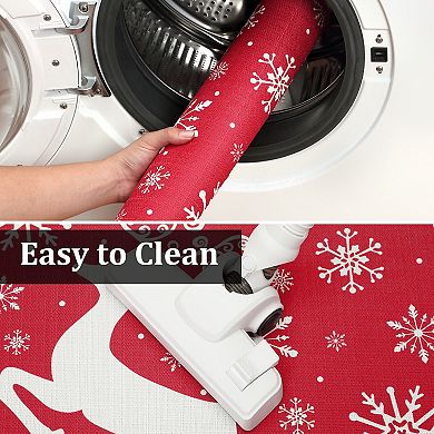 Garvee Non Slip Christmas Rug Low Pile Washable Holiday Mat for Kitchen Entryway 17"*29"+17"*47"