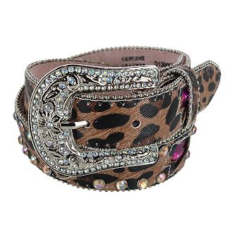 Angel Ranch Girls Leopard Print Western Belt with Light Up Lightning Bolts
