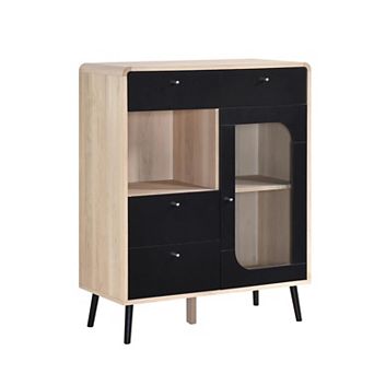 Kings Brand Furniture Nathan Sideboard Storage Cabinet with Drawers Open and Close Shelves