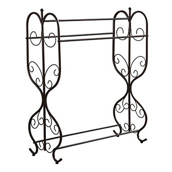 Kings Brand Furniture Freestanding Pewter Metal Towel Rack Stand with 3 Bars